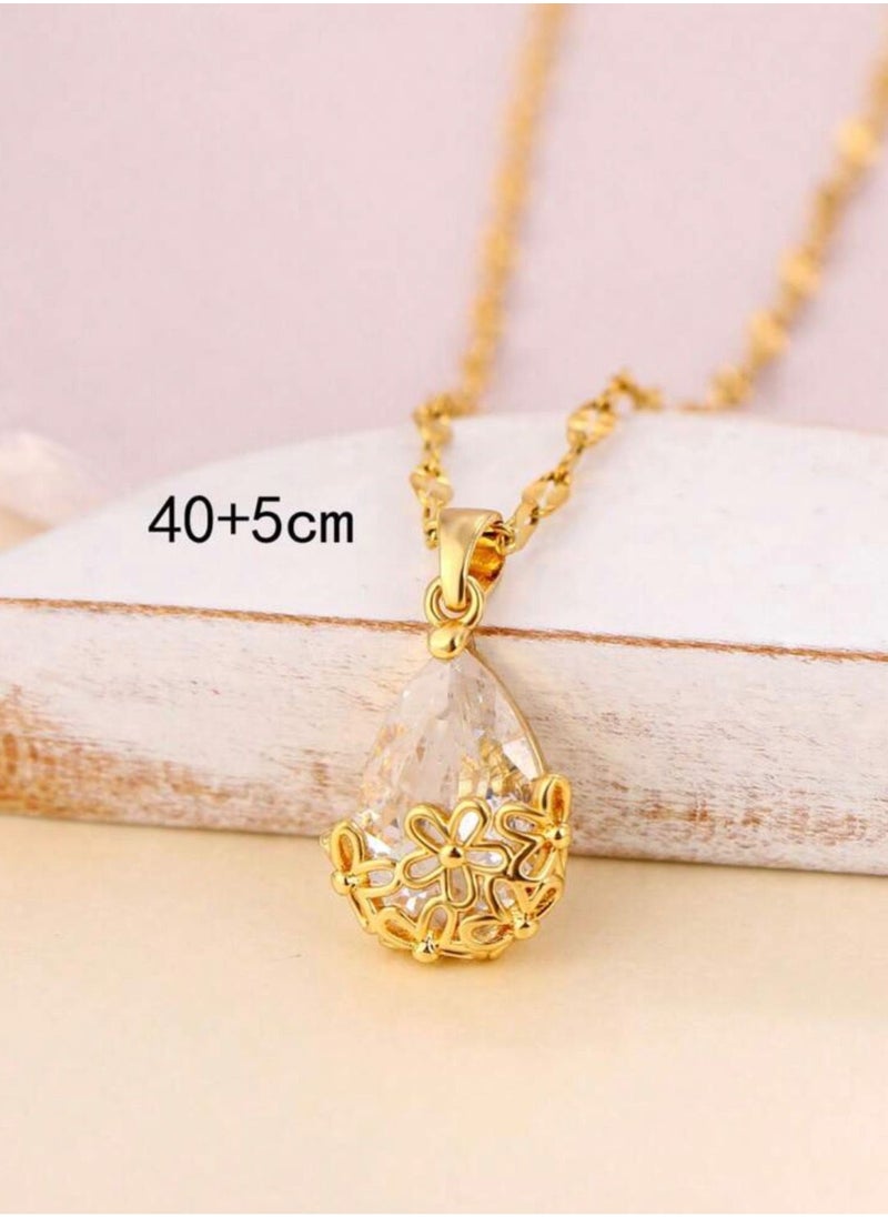 sixtyfour Elegant Stainless Steel Gold Plated Necklace For Women  - Image 4
