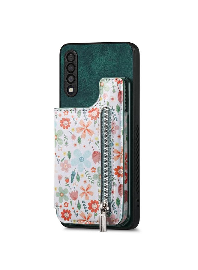 S-TOP Case For Samsung Galaxy A50 Retro Painted Zipper Wallet Back Phone Case - Image 1
