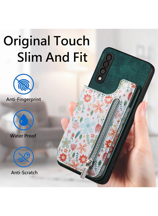 S-TOP Case For Samsung Galaxy A50 Retro Painted Zipper Wallet Back Phone Case - Image 5