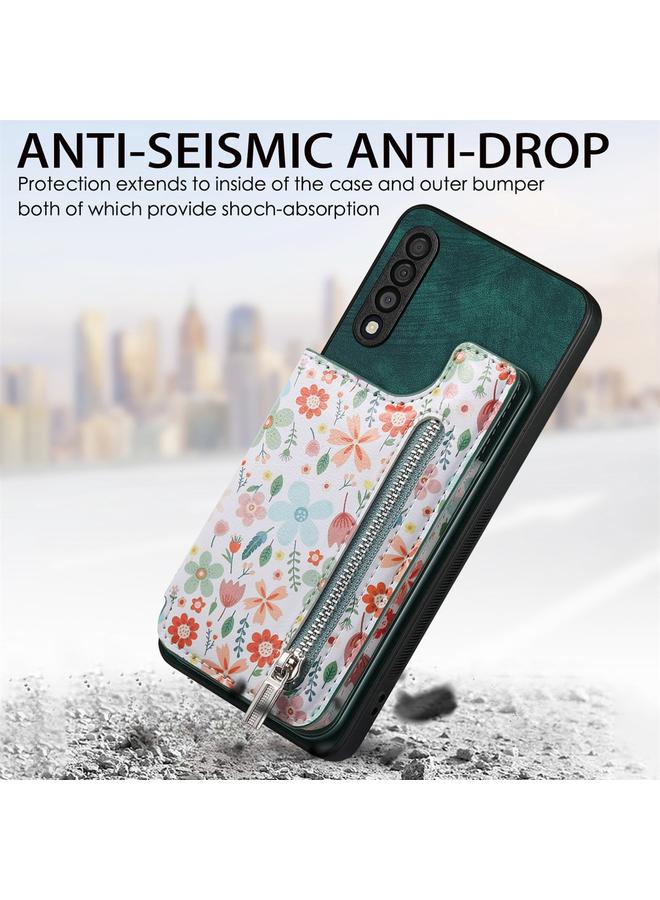 S-TOP Case For Samsung Galaxy A50 Retro Painted Zipper Wallet Back Phone Case - Image 2