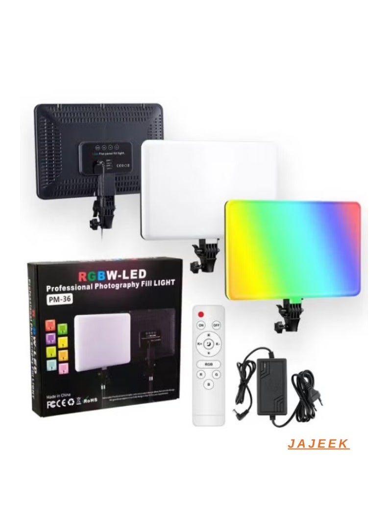 JAJEEK Spotlight for Photography RGB PM-26 – Professional LED RGB Spotlight with Adjustable Colors, 36W Power Output, Dimmable for Photography, Video, and Studio Use, Perfect for Portraits, Product Shots, and Content Creation, High-Quality Lighting for Creators - Image 1
