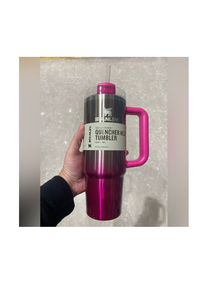 Stanley Stanley Quencher H2.0 Tumbler with Handle & Straw 40 oz | Twist On 3-Way Lid | Cupholder Compatible for Travel | Insulated Stainless Steel Cup | BPA-Free Camelia Gradient Pink  - Image 2