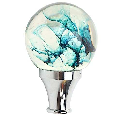 Akozon JDM Shift Knob with 3 Adapters Round Ball Shape for Manual or Automatic Vehicles Blue - Image 1