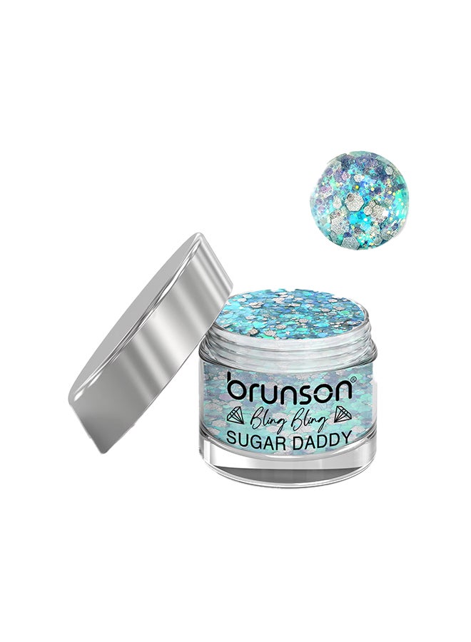 brunson Acrylic Nail Powder DIP And Buff System, Sugar Daddy Glittered 30ml BFL004