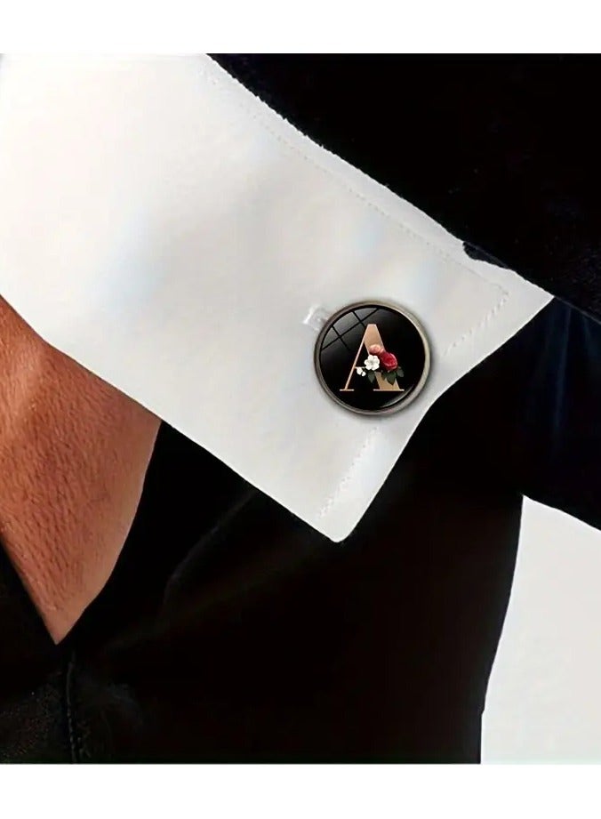 Goolsky Men's Alphabet Photo Cabochon Cufflinks - European American Fashion French Shirt Cuff Buttons Formal Accessory - Image 4