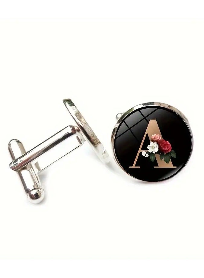 Goolsky Men's Alphabet Photo Cabochon Cufflinks - European American Fashion French Shirt Cuff Buttons Formal Accessory - Image 3