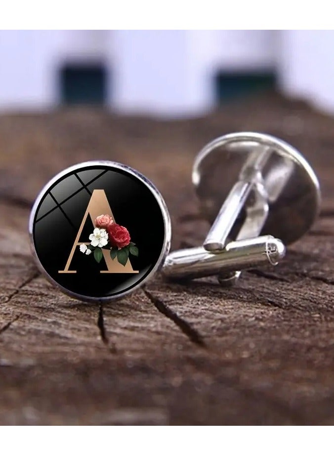 Goolsky Men's Alphabet Photo Cabochon Cufflinks - European American Fashion French Shirt Cuff Buttons Formal Accessory - Image 2