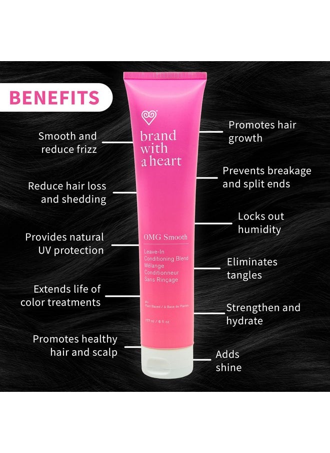 Brand With a Heart Omg Smooth Leave In Conditioner For Dry Damaged Hair Controls Frizz And Smooths Hair With Maqui Berry And Vitamin C Heat Protectant For Strong & Healthy Hair Silicon And Sulfate Free Vegan 6 Ounces  - Image 3