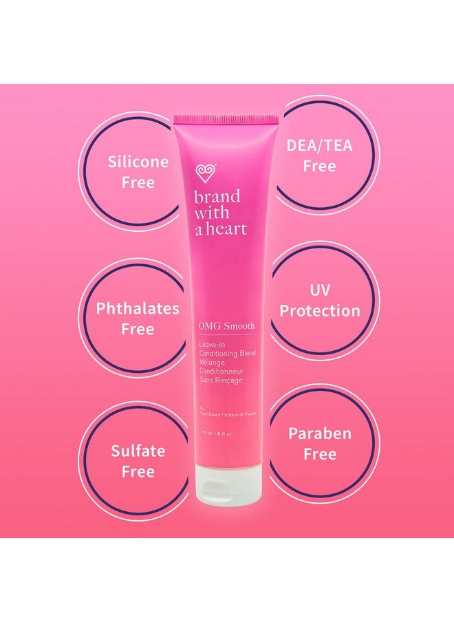 Brand With a Heart Omg Smooth Leave In Conditioner For Dry Damaged Hair Controls Frizz And Smooths Hair With Maqui Berry And Vitamin C Heat Protectant For Strong & Healthy Hair Silicon And Sulfate Free Vegan 6 Ounces  - Image 5