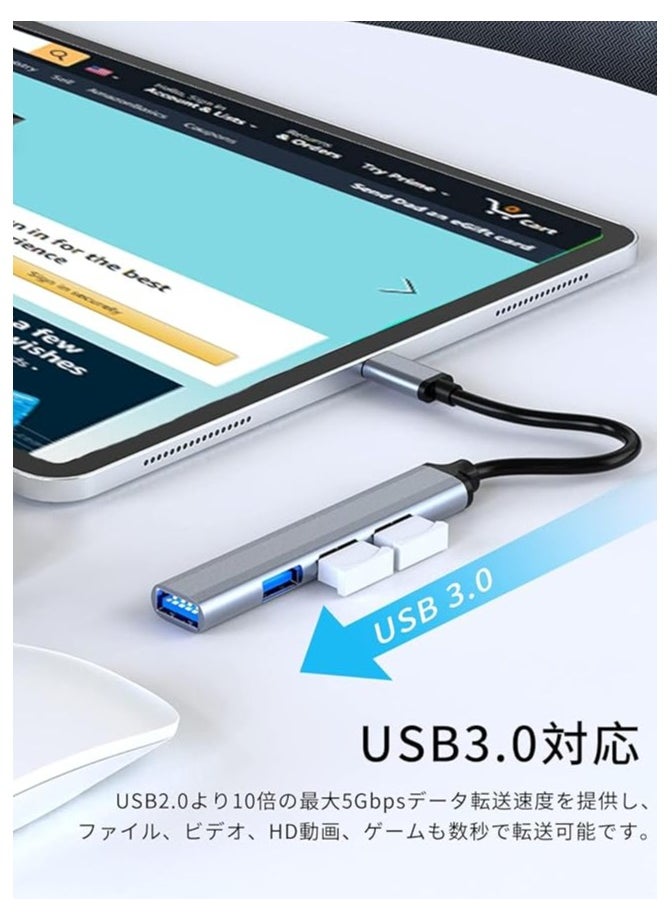 erorex USB C Hub with 4 USB 3.0 Ports with USB C to USB A Adapter Compatible MacBook Pro 13/15/16, New Mac Air Surface iPad Chromebook Ultra Slim Adapter (USB HUB with 4Ports)  - Image 4