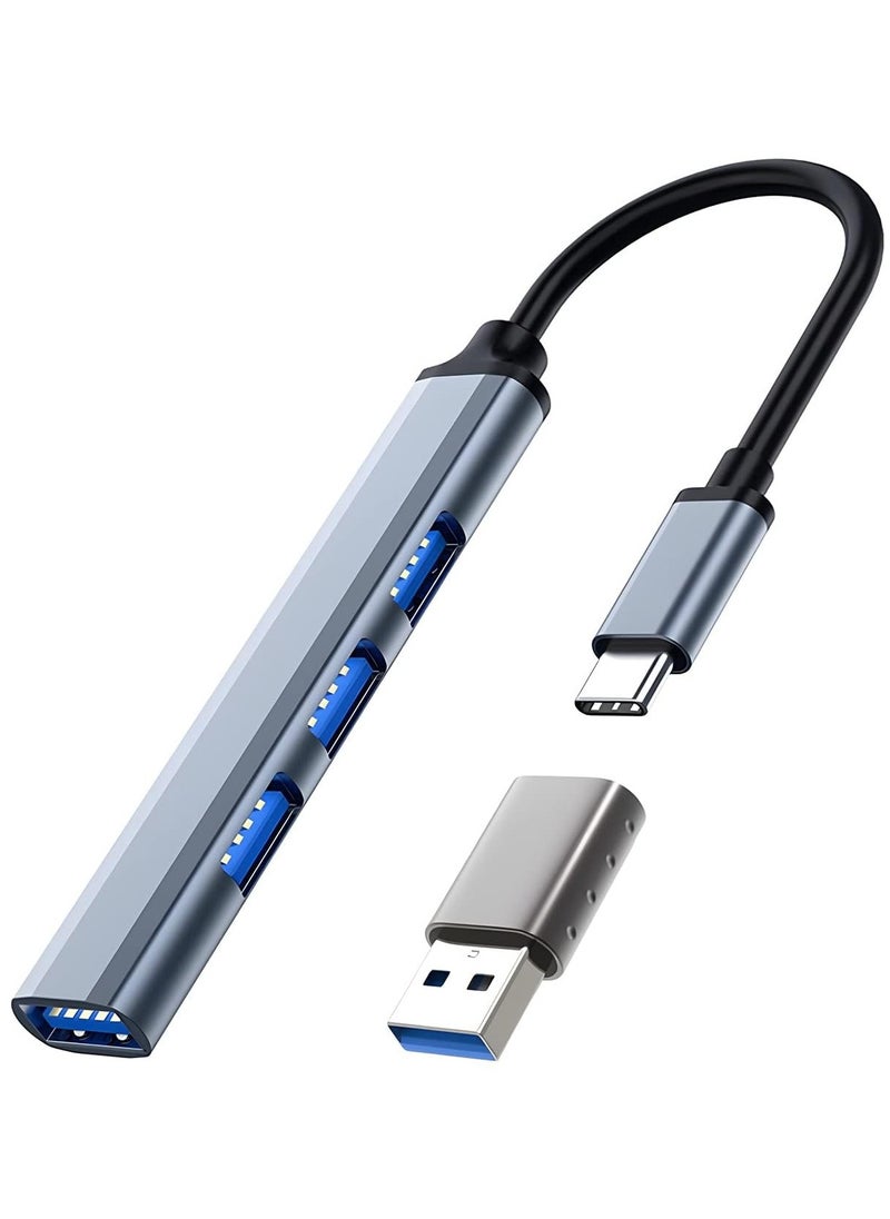 erorex USB C Hub with 4 USB 3.0 Ports with USB C to USB A Adapter Compatible MacBook Pro 13/15/16, New Mac Air Surface iPad Chromebook Ultra Slim Adapter (USB HUB with 4Ports)  - Image 1