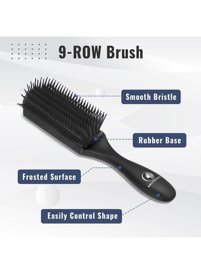 O BRUSHZOO مجموعة فرشاة الشعر BRUSHZOO للنساء والرجال والأطفال - فرشاة فك التشابك للشعر المجعد والطبيعي 3/4abc، مشط واسع الأسنان، فرشاة فك التشابك، وزجاجة رذاذ الشعر - Image 2