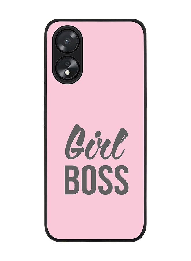 Stylizedd Rugged Black Edge case for Oppo A18 / Oppo A38, Slim fit Soft Case Flexible Rubber Edges Anti Drop TPU Gel Thin Cover - Girl Boss (Pink) - Image 1