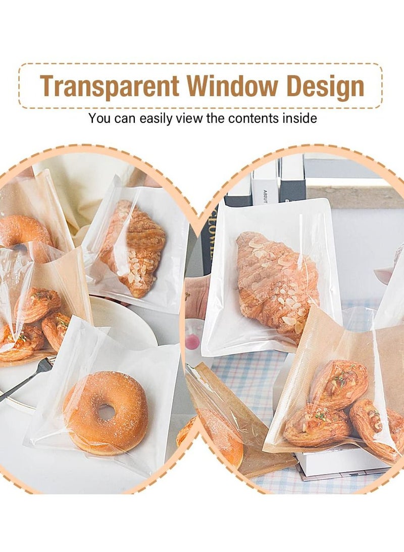 KASTWAVE 100 Pcs Heat-Sealable Bakery Bags, Cookie Bags, Translucent Candy Bags, Kraft Paper Food Bags for Cookie, Cake, Bread, Sandwich, Chocolate, Candy, Snack (7.1 * 7.5 in)  - Image 3