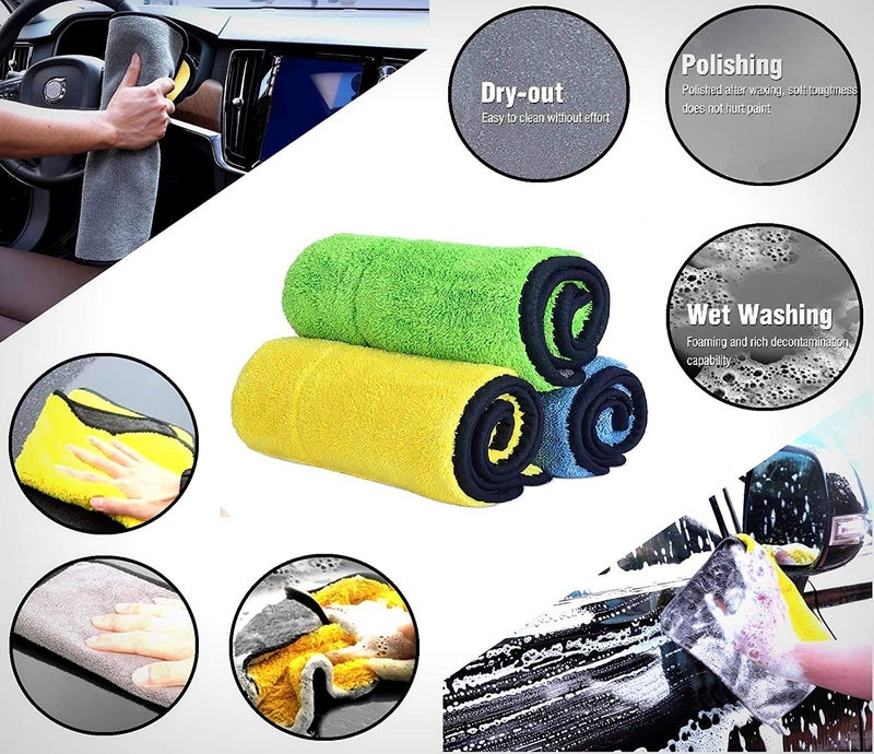 Auto Hub Microfiber Car Cleaning Cloth - Og Soft 800 Gsm (30X40 Cm) Microfiber Cloth For Car And Bike - Scratchless Drying And Detailing 30X40 Cm, Pack Of 6, Mix, Multicolor - Image 3
