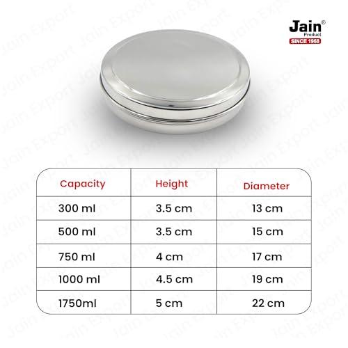 Jain Stainless Steel Sleek & Flat Container | Food Grade Chapathi Dabba | Chocolate Box | 1 Pc - Dia - 15cm, 500 ML | Durable & Leakproof | Ideal for Chapathi & Snacks - SET OF 1 PCS ONLY - Image 2