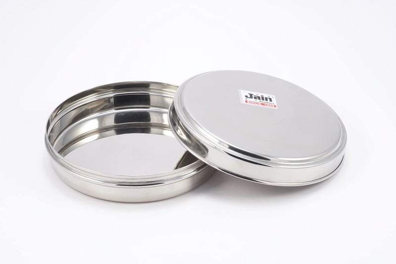 Jain Stainless Steel Sleek & Flat Container | Food Grade Chapathi Dabba | Chocolate Box | 1 Pc - Dia - 15cm, 500 ML | Durable & Leakproof | Ideal for Chapathi & Snacks - SET OF 1 PCS ONLY - Image 1