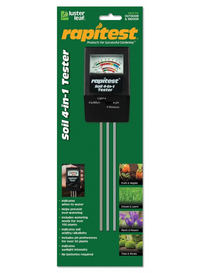 Luster Leaf 1818 Rapitest 4-in1 Soil pH/Moisture/Fertility/Light Tester, Fertility
