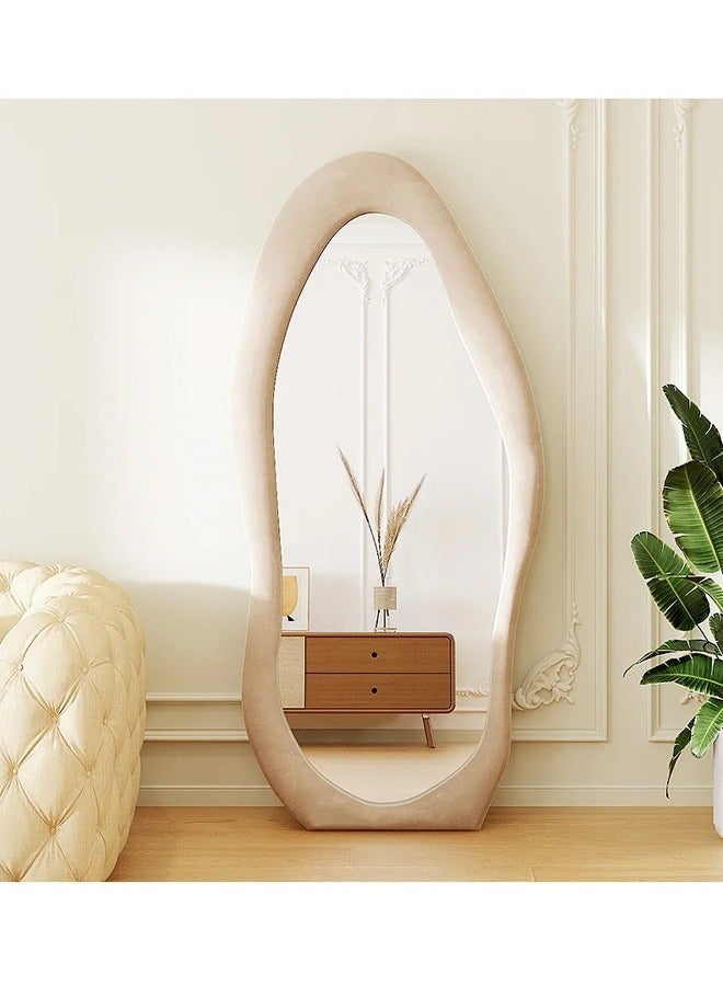 NKX Full Length Dressing Mirror Wall mount and Free Standing 70X170 CM Milk Tea Color - Image 4