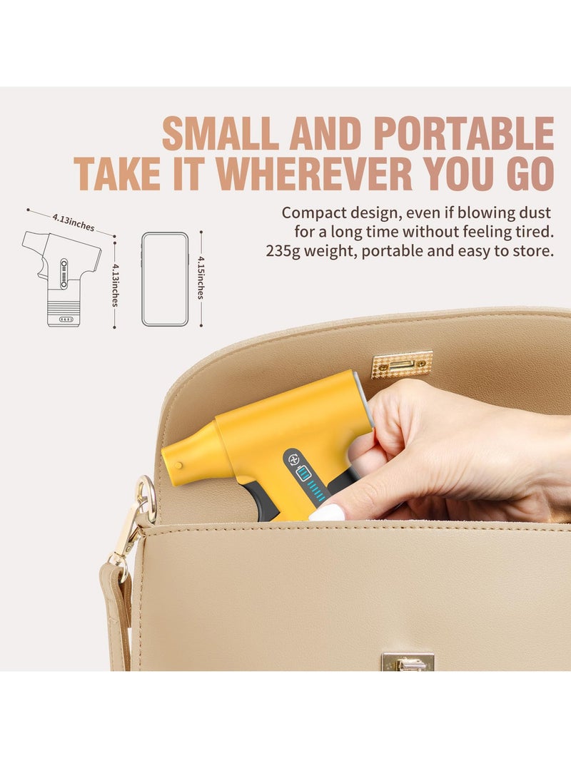 SYOSI منفاخ هواء كهربائي، منفاخ هواء مضغوط بسرعة 120000 دورة في الدقيقة، منفاخ مجفف نفاث، منظف كهربائي صغير بسرعة متدرجة لتنظيف لوحة المفاتيح والكمبيوتر الشخصي، سرير هوائي، تجفيف الشعر، منفاخ هواء قابل لإعادة الشحن - أصفر خيالي - Image 5