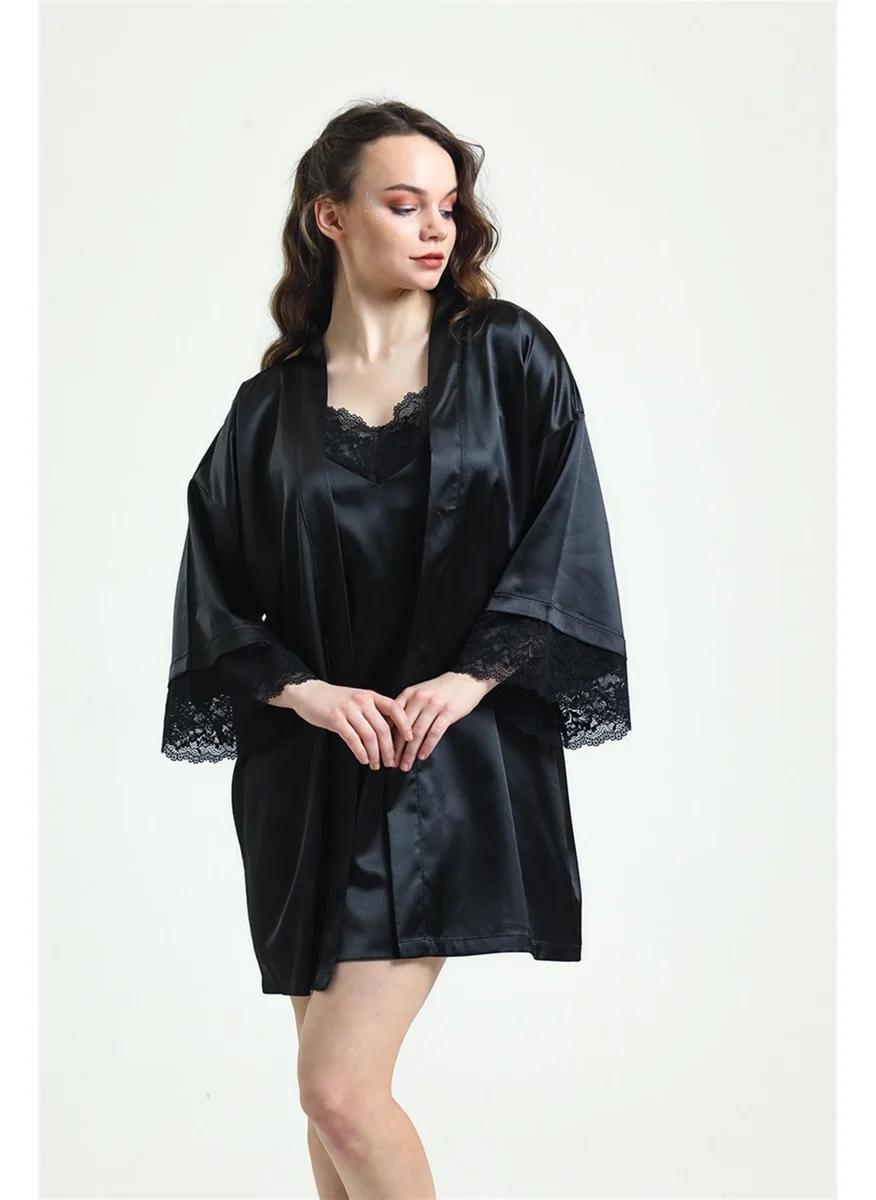 Magic Form 37430 - Crepe Satin Lace Dressing Gown