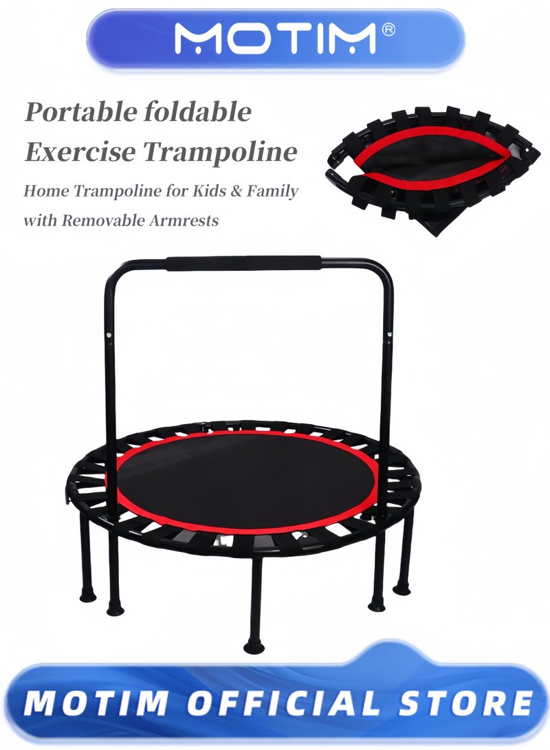 موتيم ترامبولين للياقة البدنية قابلة للطي 40 بوصة ترامبولين تمارين رياضية ترفيهية مع مقبض قابل للإزالة ترامبولين منزلي للأطفال والعائلة للاستخدام الداخلي والخارجي - Image 1