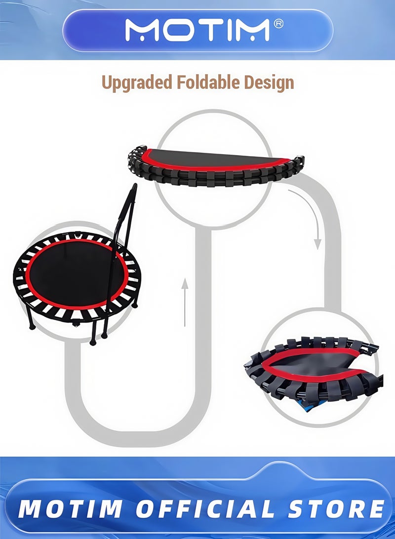 موتيم ترامبولين للياقة البدنية قابلة للطي 40 بوصة ترامبولين تمارين رياضية ترفيهية مع مقبض قابل للإزالة ترامبولين منزلي للأطفال والعائلة للاستخدام الداخلي والخارجي - Image 5