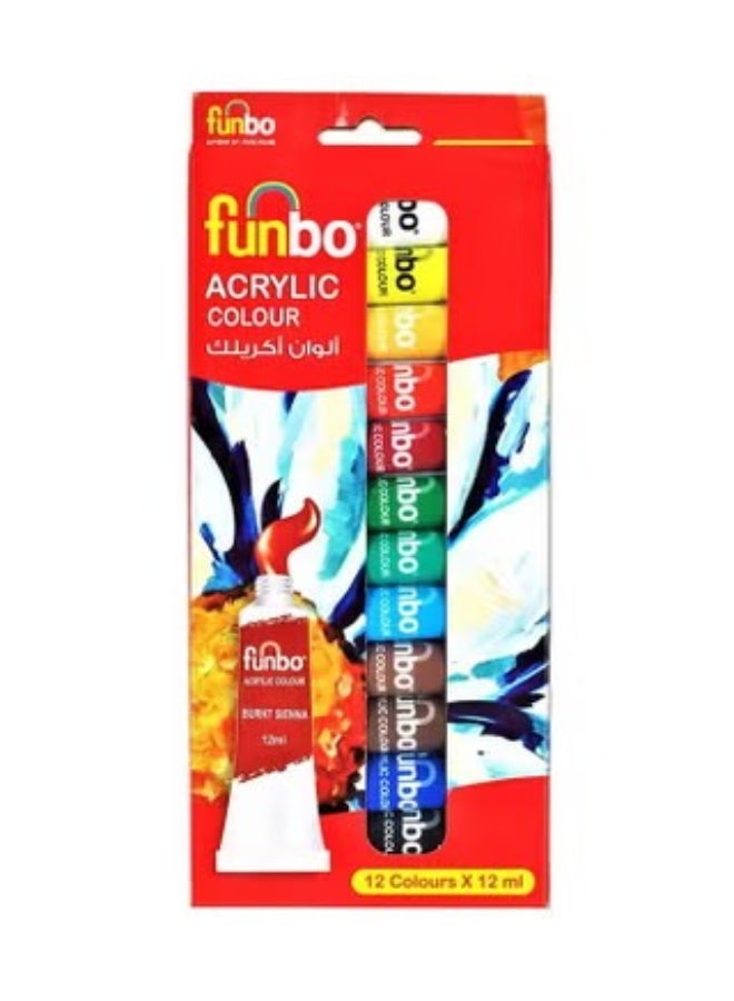Funbo 12-Piece Acrylic Colour Set Multicolor - Image 2