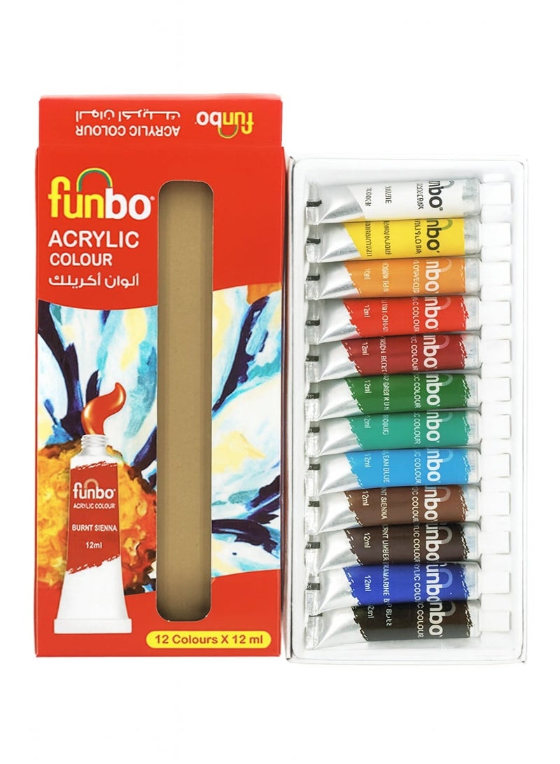 Funbo 12-Piece Acrylic Colour Set Multicolor - Image 1