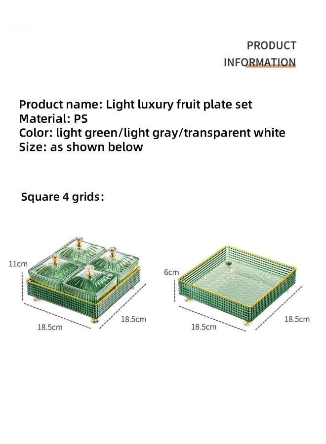 Aikenn 4-Grid Tea Tray Fruit Tray Snack Box Dried Fruit Tray Snack Tray Candy Tray Multi-Function Party Snack Tray Cosmetic Storage Box Desktop Storage Box Suitable For Living Room Kitchen Party Party (Light Grey)  - Image 2