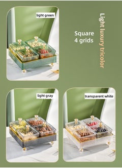Aikenn 4-Grid Tea Tray Fruit Tray Snack Box Dried Fruit Tray Snack Tray Candy Tray Multi-Function Party Snack Tray Cosmetic Storage Box Desktop Storage Box Suitable For Living Room Kitchen Party Party (Light Grey)  - Image 3