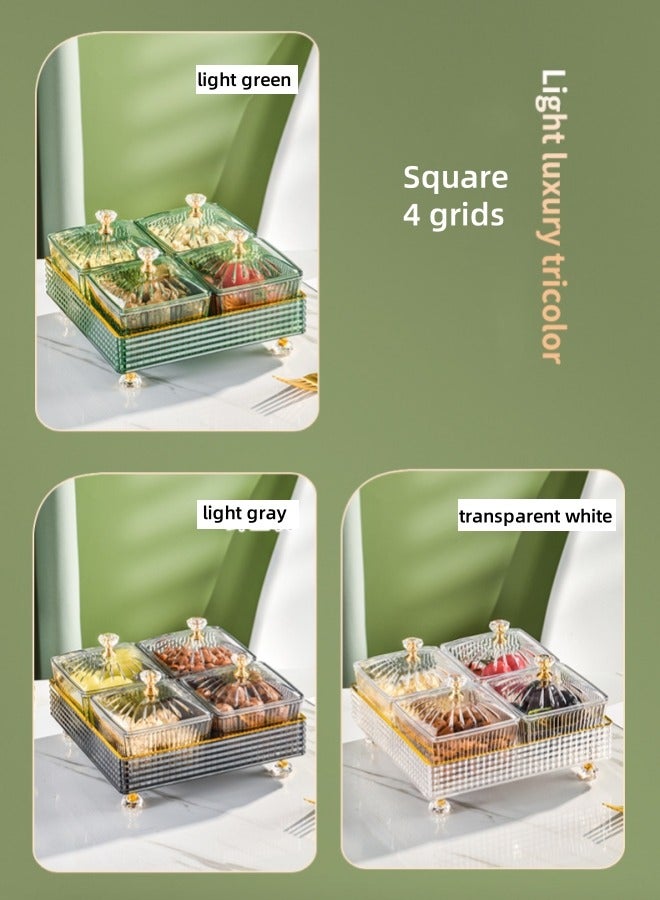 Aikenn 4-Grid Tea Tray Fruit Tray Snack Box Dried Fruit Tray Snack Tray Candy Tray Multi-Function Party Snack Tray Cosmetic Storage Box Desktop Storage Box Suitable For Living Room Kitchen Party Party (Light Grey)  - Image 3
