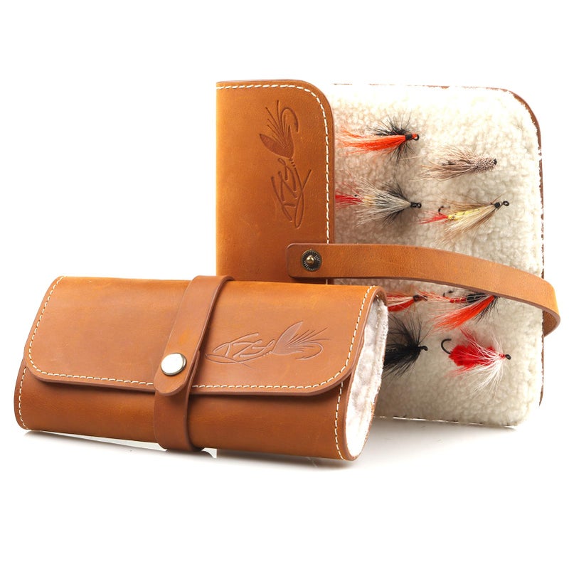 FAISOX Fly Boxes for Fly Fishing Leather Wallet Tackle Box Flies Streamer Dry Fly Box Display Case Gifts for Men Women Fly Wallet - Image 2