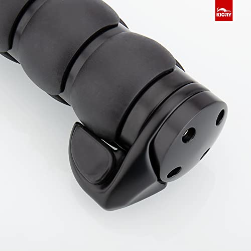 KICRY Motorcycle Hand Grips 1 Inch Handlebar Throttle Grips 25MM Chrome Black Aluminum Rubber Compatible with Harley Davidson Dyna Sportster Road King Street Glide Fat Boy Honda Shadow VTX(Black#2) - Image 5