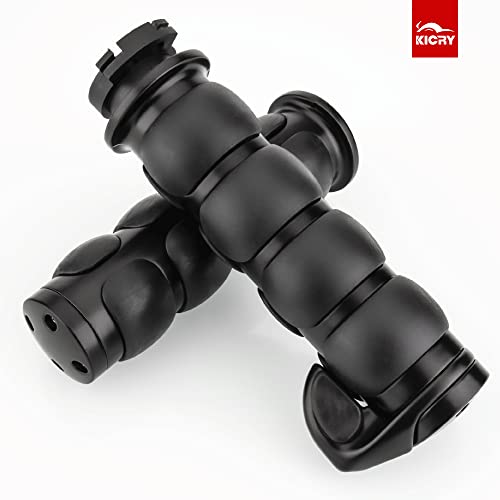 KICRY Motorcycle Hand Grips 1 Inch Handlebar Throttle Grips 25MM Chrome Black Aluminum Rubber Compatible with Harley Davidson Dyna Sportster Road King Street Glide Fat Boy Honda Shadow VTX(Black#2) - Image 2