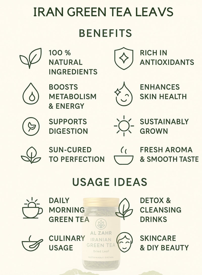زهر شاي أخضر إيراني - أوراق مجففة فاخرة من الأعشاب | أعشاب خضراء طبيعية مزروعة بطريقة مستدامة | أوراق شاي مجففة للاستخدام العشبي - Image 4