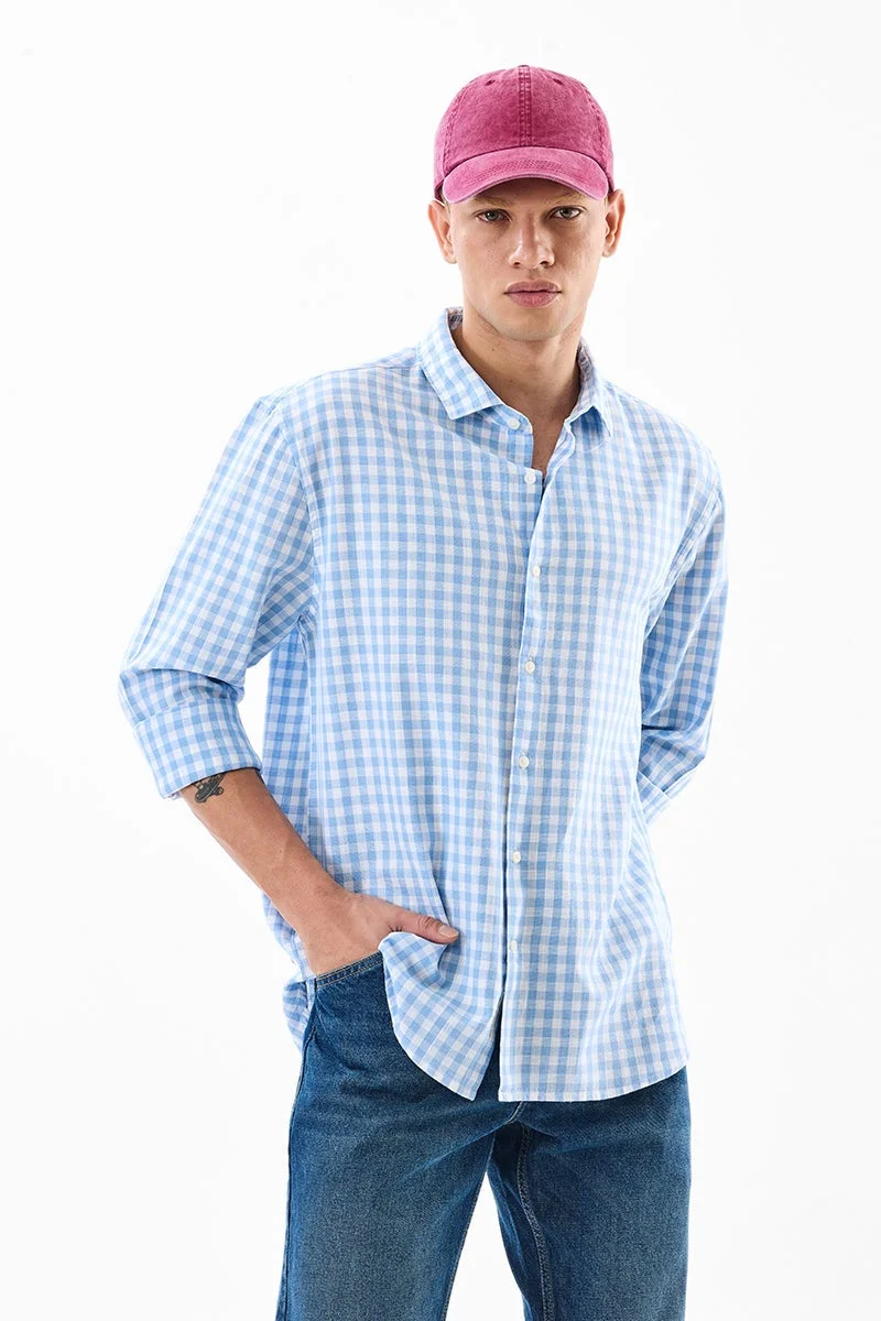 سنيتش قميص كاروهات بقصة عادية من مزيج الكتان