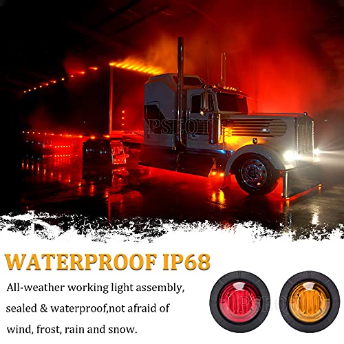 PSEQT 3/4 Inch Trailer Marker LED Lights, Side Clearance Indicators Tail Light Waterproof for Trailer Truck Car Bus Van Pickup RV Wrangler ATV UTV Boat(10pcs Red & 10pcs Amber) - Image 4