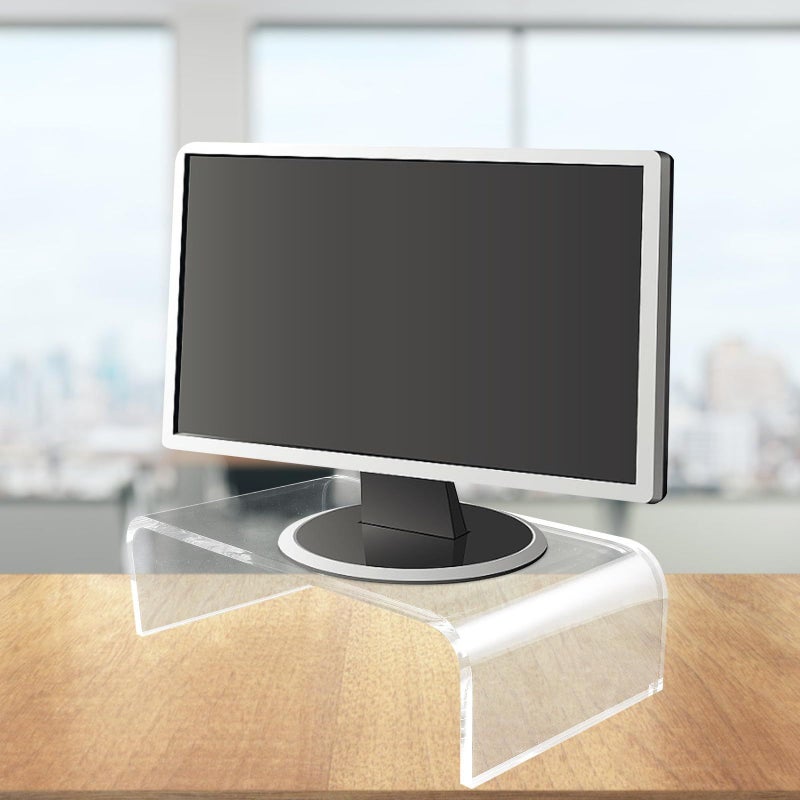 Acrylic Monitor Riser Stand 36x19x10cm Laptop Desk Organizer for Office Home - Image 4