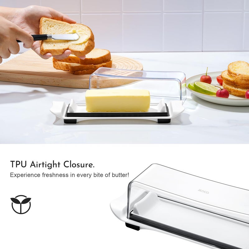 IKOCO Butter Dish, IKOCO Airtight Butter Dish with Lid for Countertop and Refrigerator, Dishwasher Safe Butter Holder Container for Eastern and Western Butter, White - Image 4
