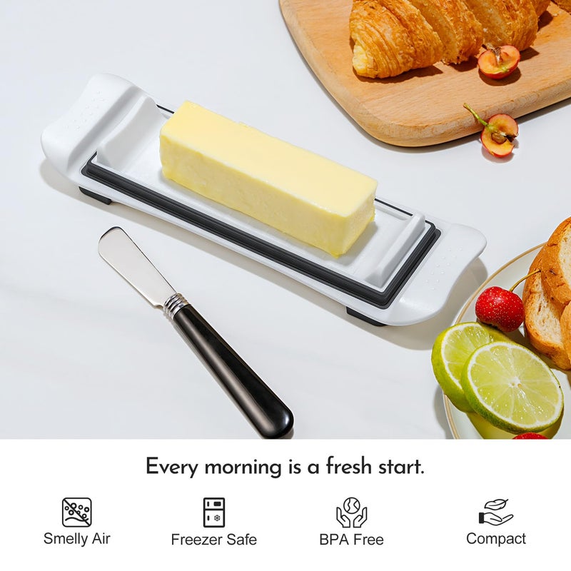 IKOCO Butter Dish, IKOCO Airtight Butter Dish with Lid for Countertop and Refrigerator, Dishwasher Safe Butter Holder Container for Eastern and Western Butter, White - Image 2