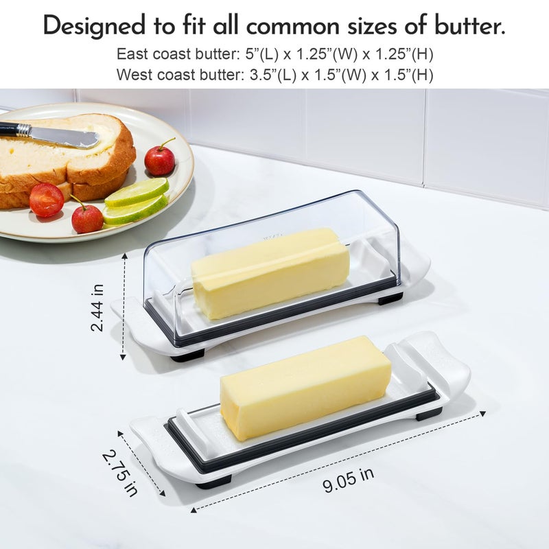 IKOCO Butter Dish, IKOCO Airtight Butter Dish with Lid for Countertop and Refrigerator, Dishwasher Safe Butter Holder Container for Eastern and Western Butter, White - Image 3