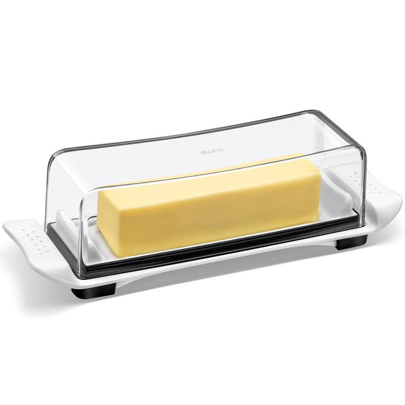 IKOCO Butter Dish, IKOCO Airtight Butter Dish with Lid for Countertop and Refrigerator, Dishwasher Safe Butter Holder Container for Eastern and Western Butter, White - Image 1