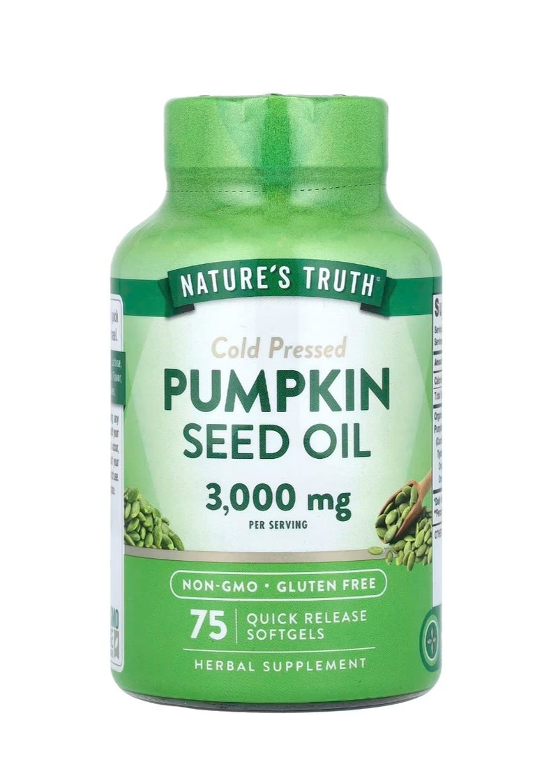 نايتشورز تروث زيت بذور اليقطين المعصور على البارد 3000 مجم 75 كبسولة هلامية سريعة الإصدار (1000 مجم لكل كبسولة هلامية) - Image 1