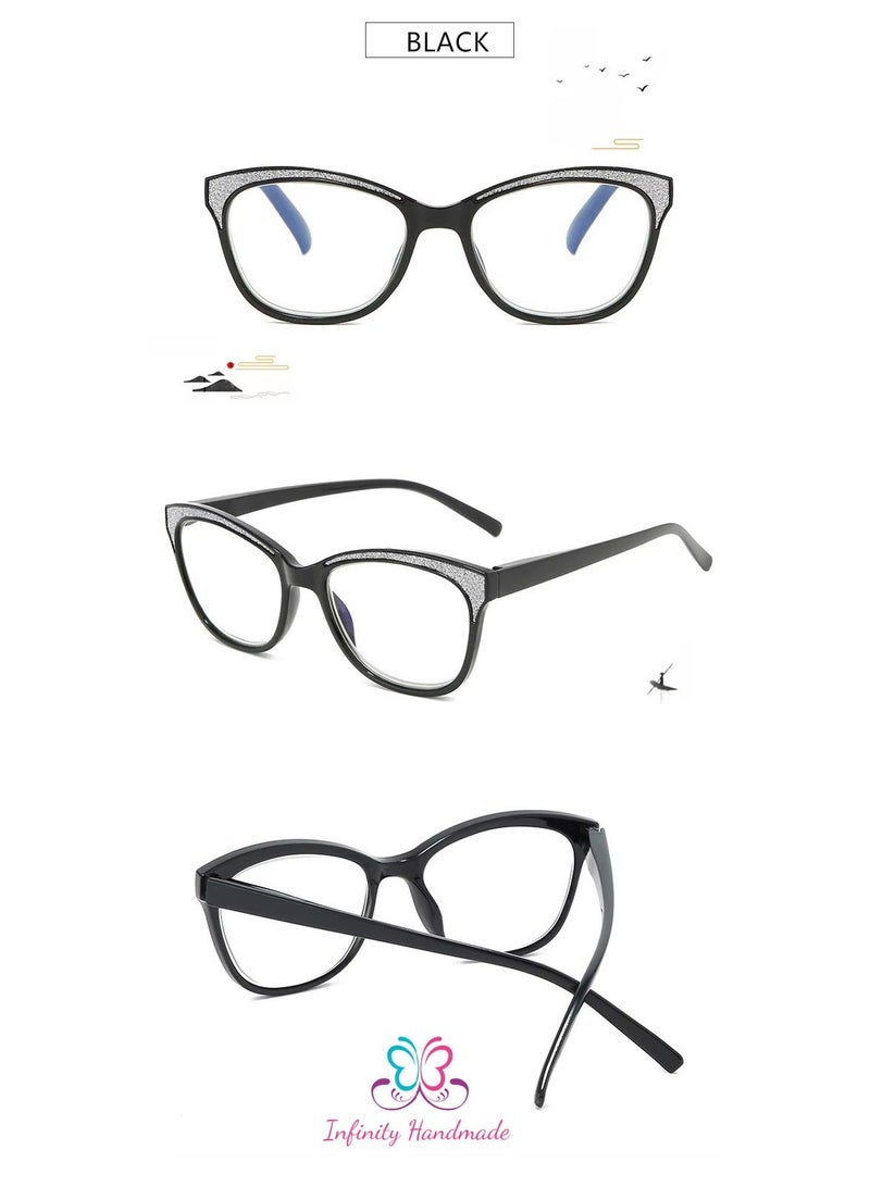 Reading Glasses for Men and Women, Computer Glasses, Anti-Blue Light Glasses, Blue Light Filter Glasses, Cat Eye Reading Glasses, Spring-Hinged Reading Aid, Exclusively from Seller INFINITYHANDMADE - Image 3
