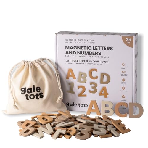 GALE TOTS Magnetic Letters and Numbers Set for Kids 135 PCS Alphabet Magnets for Fridge Montessori ABC Educational Toy Gift in Neutral Aesthetic Colors by GALE TOTS - Image 1