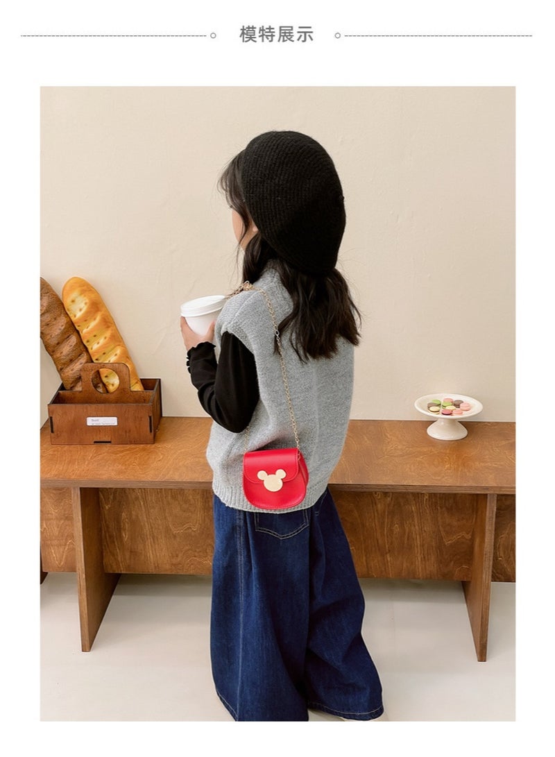 حقيبة سلسلة crossbody للأزياء للبنات ، حقيبة ميكي المغناطيسية للأطفال 11.5 * 11 * 5 سم (حزام الكتف 110 سم) - Image 4