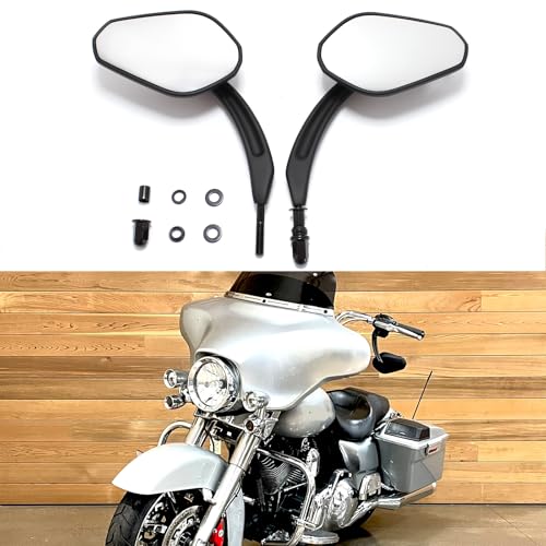 Rich Choices 8mm Black Motorcycle Rearview Side Mirrors Compatible with Harley Sportster XL 883 1200 Road King V-Rod Street Glide Electra Glide Dyna Softail 1990-2018 - Image 4