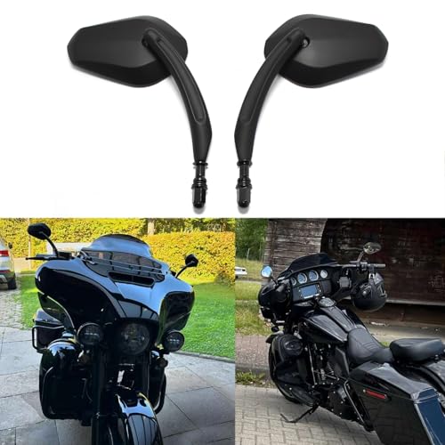 Rich Choices 8mm Black Motorcycle Rearview Side Mirrors Compatible with Harley Sportster XL 883 1200 Road King V-Rod Street Glide Electra Glide Dyna Softail 1990-2018 - Image 2