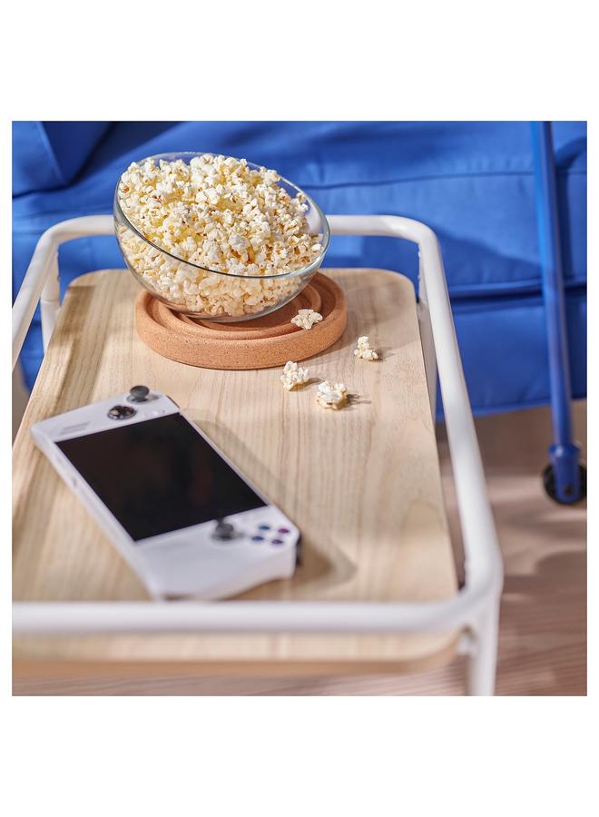 زبون طاولة جانبية على عجلات، تأثير خشب الرماد الفاتح/أبيض، 69x39 سم - Image 2